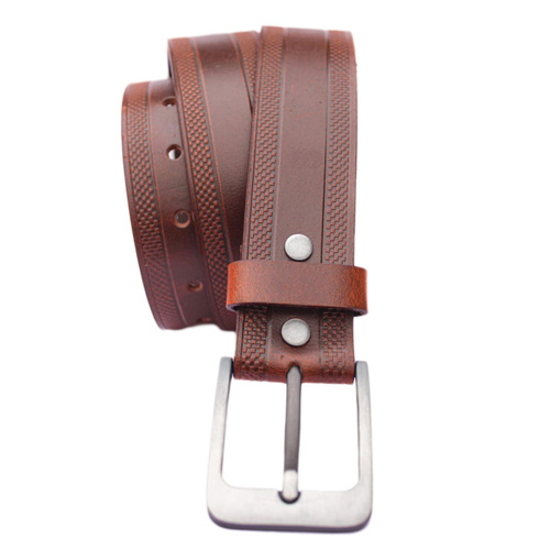 Belt - Western - Leather - Brown - Small Block Design 