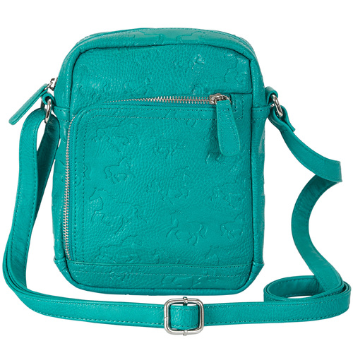 Cross Body Bag - Debossed "Lila" Horses - Turquoise - LP431TQ 