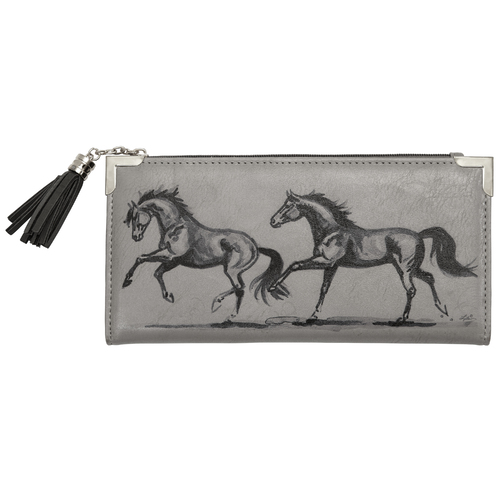 Grey Faux Leather Horse Clutch - LW438GY