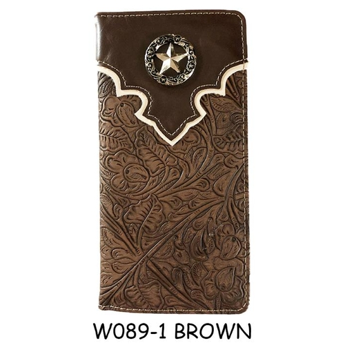 Wallet - Montana West - Faux Leather - Brown Embossed/Distressed Black Top - [MW089BR]