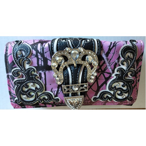 Ladies Purse - Western Themed - Pink Faux Leather - [MW110PK]