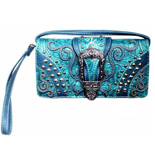 Ladies Purse - Western Themed - Turquoise Faux Leather - MW168TQ