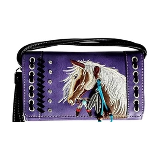 Ladies Purse - Indian Themed - Purple Faux Leather - [MW193PU]