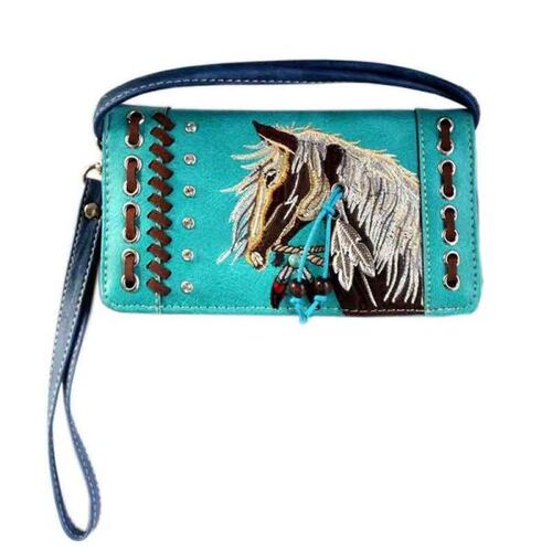 Ladies Purse - Indian Themed - Turquoise Faux Leather - [MW193TQ]
