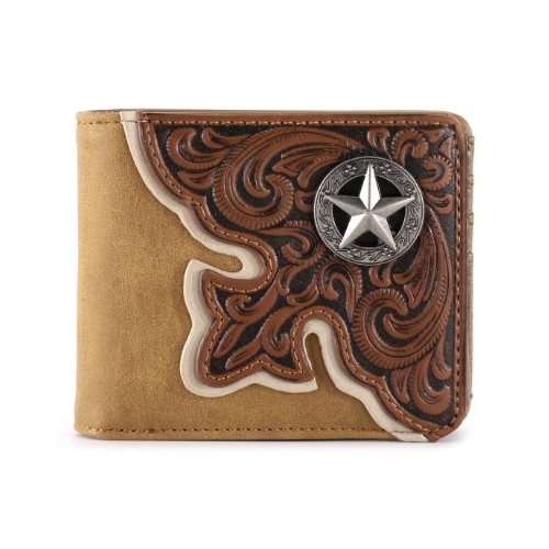 Wallet - Bi-Fold - Montana West - Faux Leather - Brown Embossed/Ostrich Pattern Body - [MW603BR]