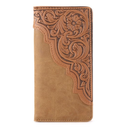 Wallet - Montana West - Faux Leather - Brown Embossed/Tan Suede Body - [MW611TN]