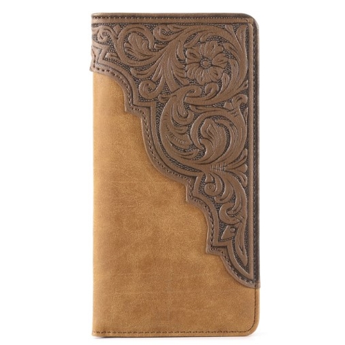 Wallet - Montana West - Faux Leather - Brown Embossed/Suede Body - [MW613BR]