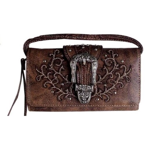 Ladies Purse -  Brown Faux Leather - [MW74BR]