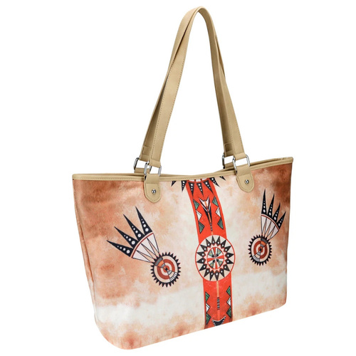 Soft Suede Feel Tote - Wide - Aztec Collection - [MW788-8581TN]