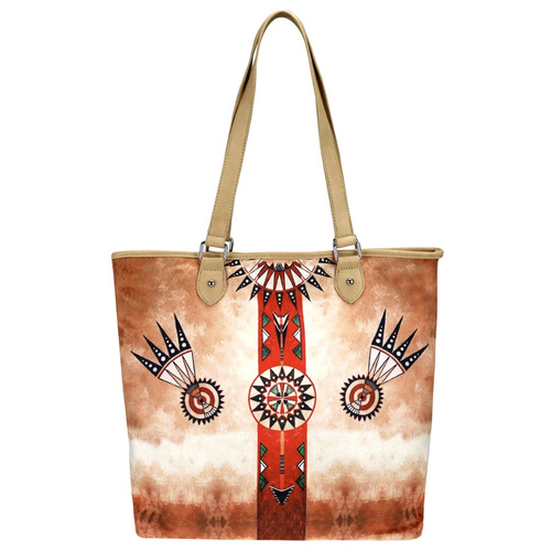 Soft Suede Feel Tote - Tall - Aztec Collection - [MW788-9318TN]