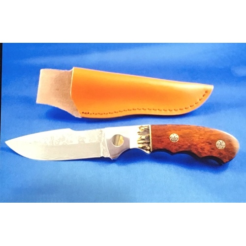 Knife - Damascus Style - Leather Sheath -  PK1009