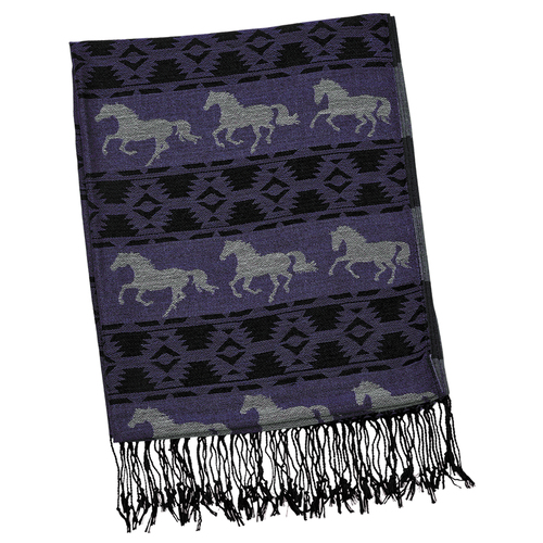 Ladies Scarf - Purple with White Horses - Scarf-08PU