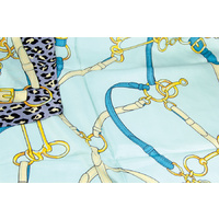 Ladies Satin Scarf - Turquoise Equestrian - Scarf-13