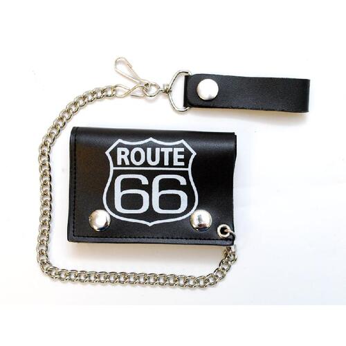 Route 66 Leather Tri-Fold Biker Wallet - [WE-66]