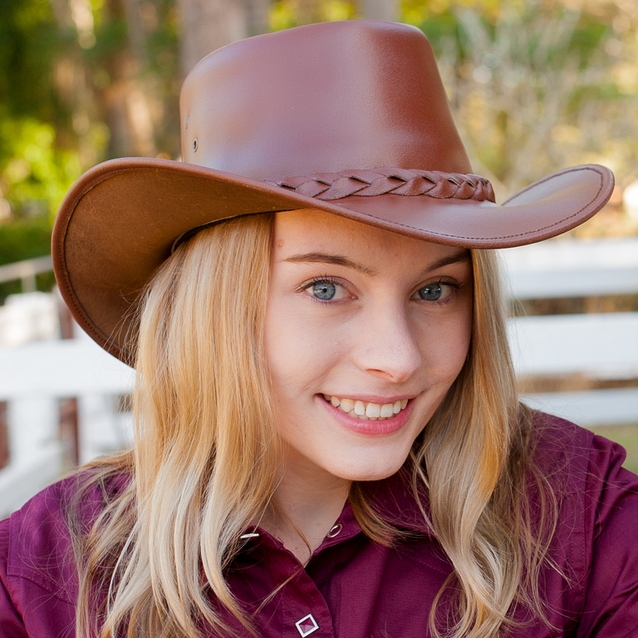 Mid Brown Leather Hat - Code 213