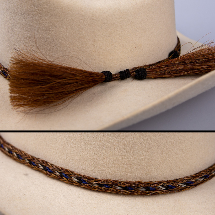 Natural Horse Hair Hat Band - 3/8"- Black Edge - Black/White Arrows