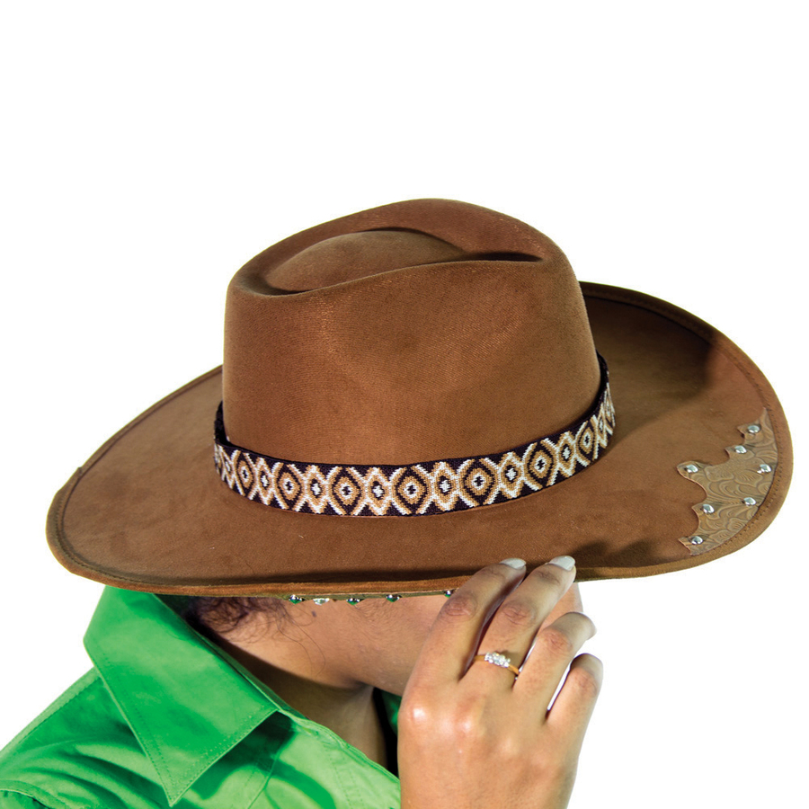 Hat Band - Brown Aztec - Stretchy - 28mm - [251]