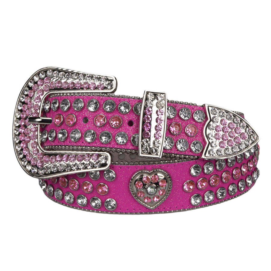 Belt - Western - Ladies Pink Glitter Leather - [Code 450]