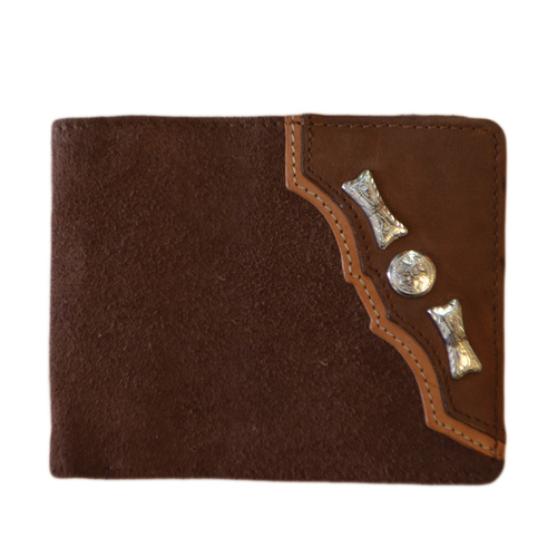 Wallet - Leather - Suede Distressed - Silver Concho & Arrows - [5004-C]