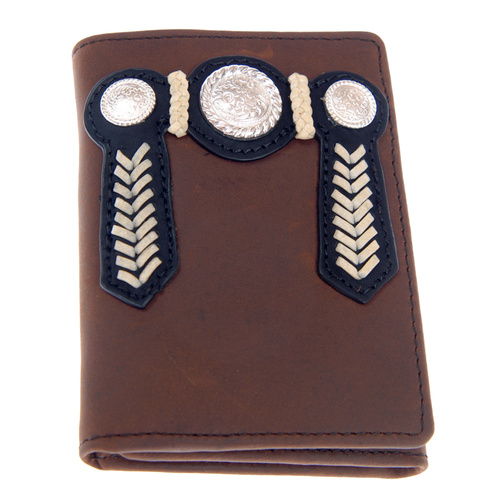 Wallet - Leather - Distressed - Buck Stitching & Conchos - [5006-C]