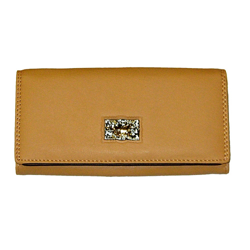 Tan Leather Wallet -  Gold Horse Concho - 5009-A