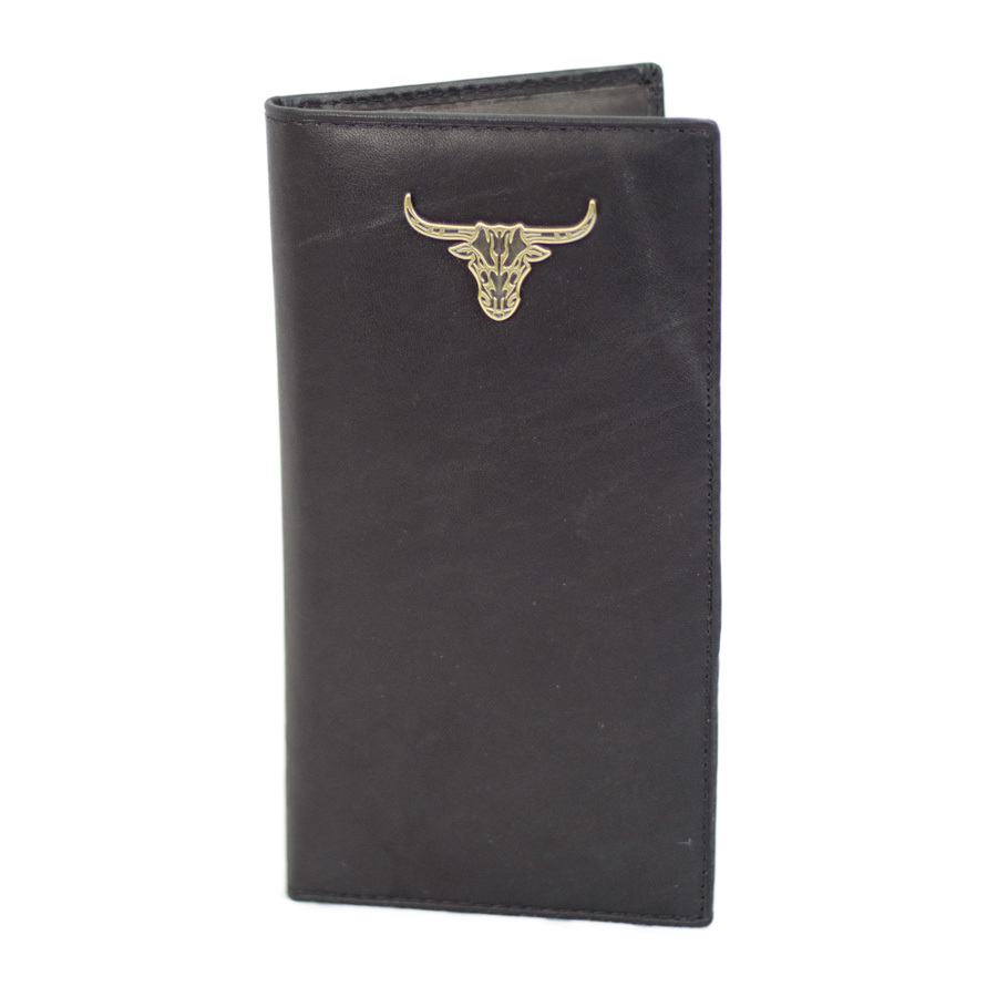 Wallet - Leather - Distressed - Black  - Brigalow Steerhead - [5014A]