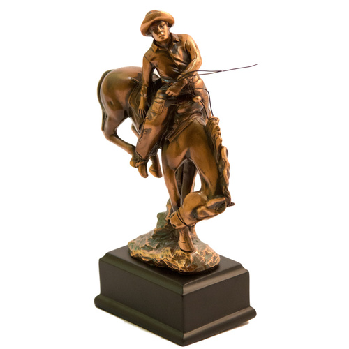 Bronco Rider - Small Bronze Plated Statue- 7520