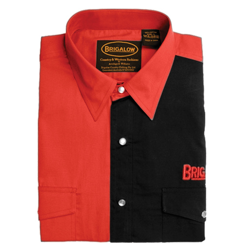Mens Two Tone Cotton Shirts-8008-A-Red/Black