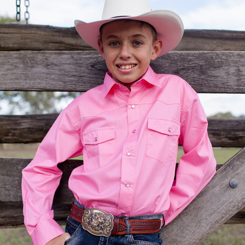 Boys 100% Cotton Pink Dress Shirt - 8056-P