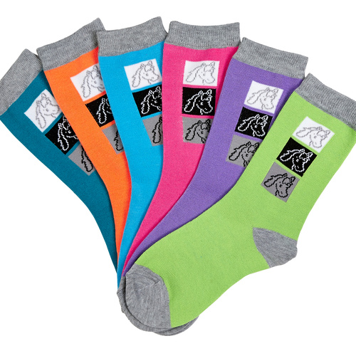 Pack of 6 - Horse Head Boxes Crew Socks - A806