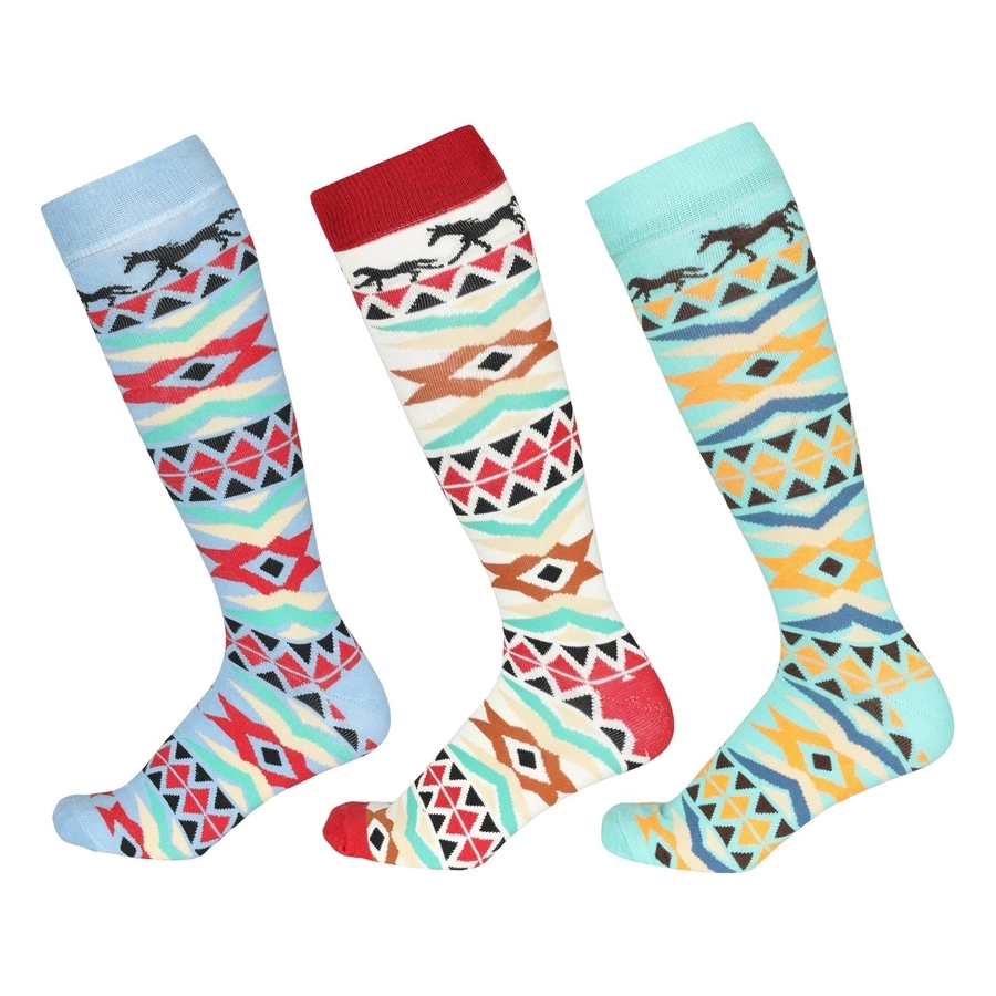 Pack of 3 -  Ladies  "Aztec Print"  Knee Socks - [Code-A852]