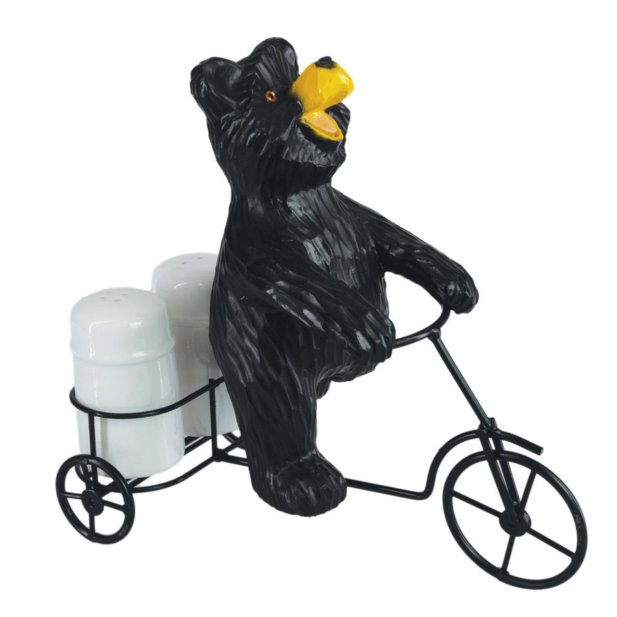  Salt & Pepper Set - Black Bear on Bicycle - [B26081] 