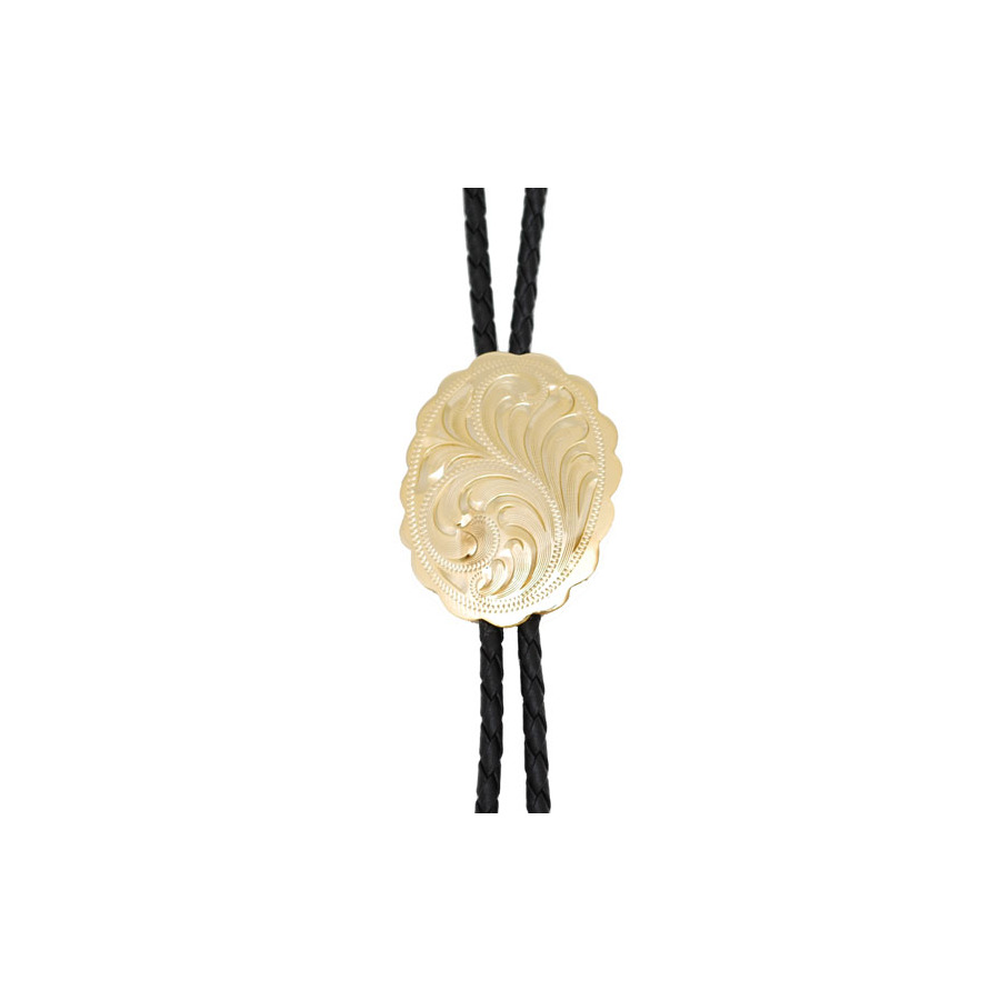 Bolo Tie - Gold Plated Floral Design - [Bolo-20]