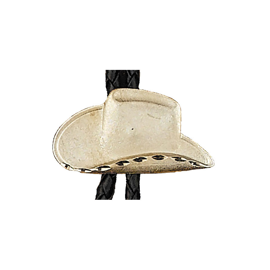 Bolo Tie - Western Hat with "Onyx" Inlays - [Bolo-37]