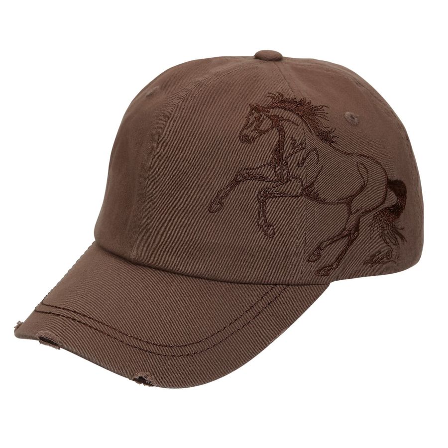 Expresso Brown Cap - Embroidered Galloping Horse - BC117E