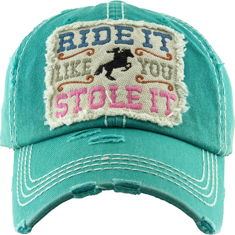 Turquoise Cap - Patch Logo - "Ride It Like You Stole It"  - [Cap-BC38TQ]