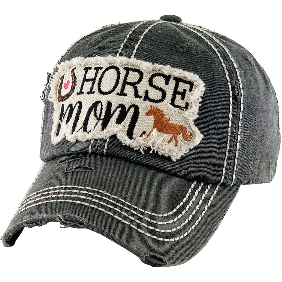Smokey Black Cap - Patch Logo - "Horse Mum"  - [Cap-BC39BK]
