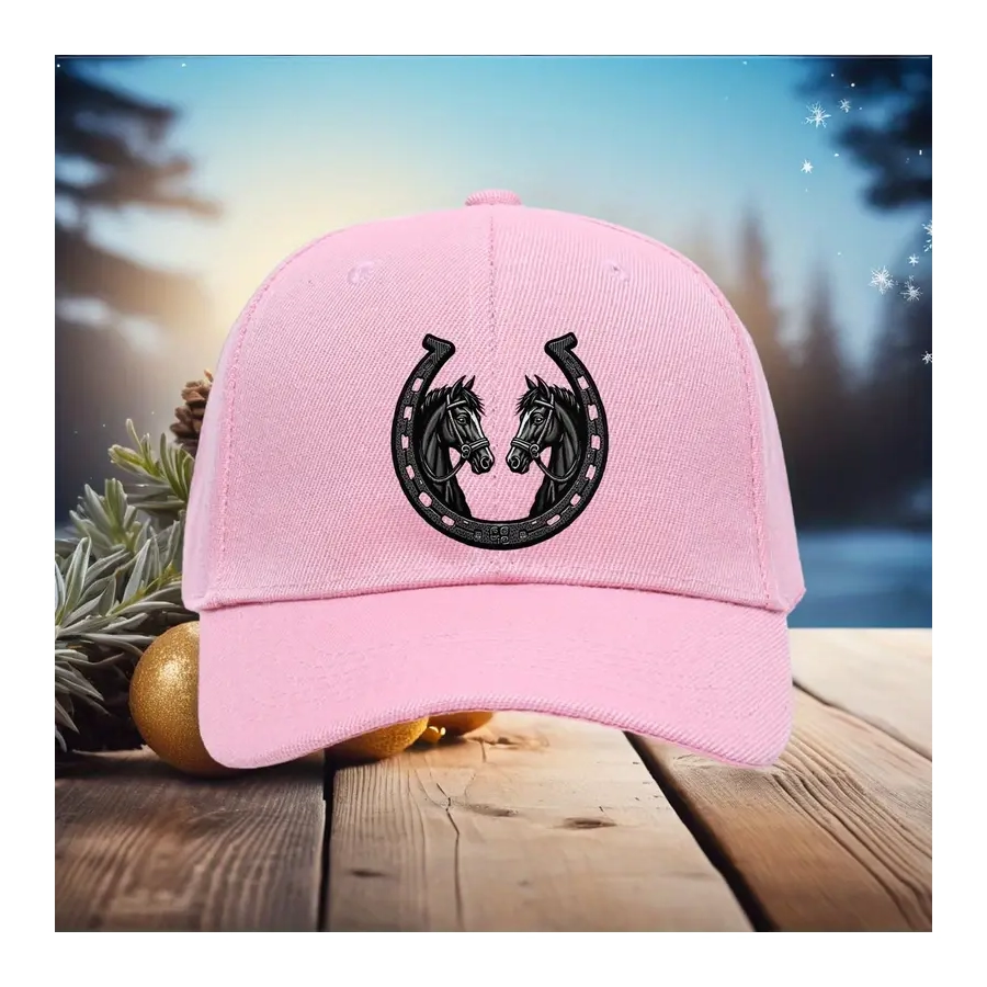 Ladies PINK  Cap with Horse Heads/HorseshoeDesign, - [CAP-TW07]