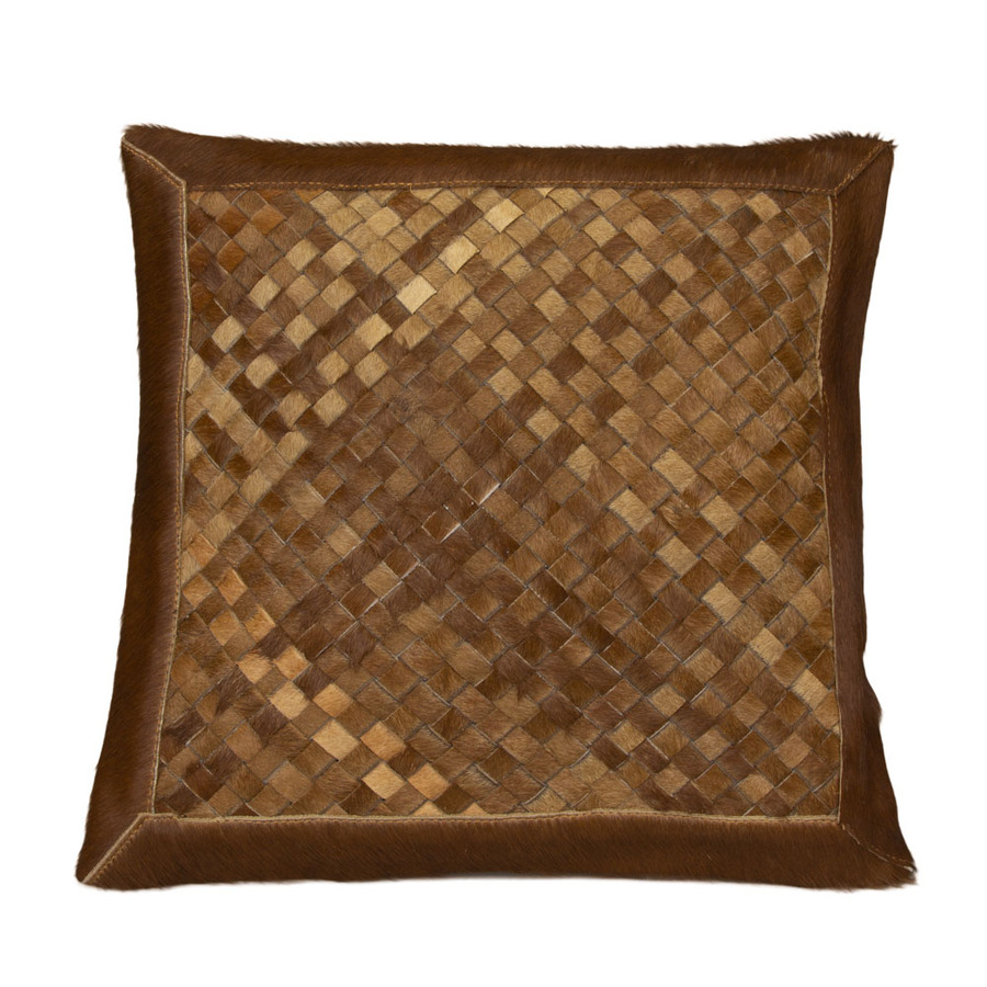 Cow Hide Cushion Covers - Brown/Brown Weave- CH-11