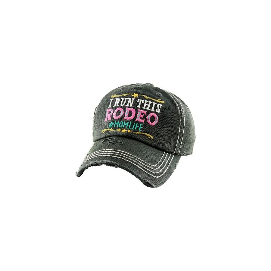 Smokey Black Cap - Patch Logo - "I Run This Rodeo Mum Life"  - [Cap-BC41BK]