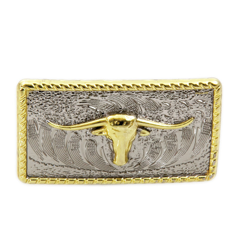 Gold Longhorn on Rectangle - 40mm - Pack of 6 - Concho-07