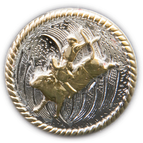 Gold Bull Rider  - Gold Rope Edges - 35mm - Pack of 6 - Concho-31