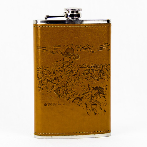 Flask 10oz - Leather - Old School - Flask21