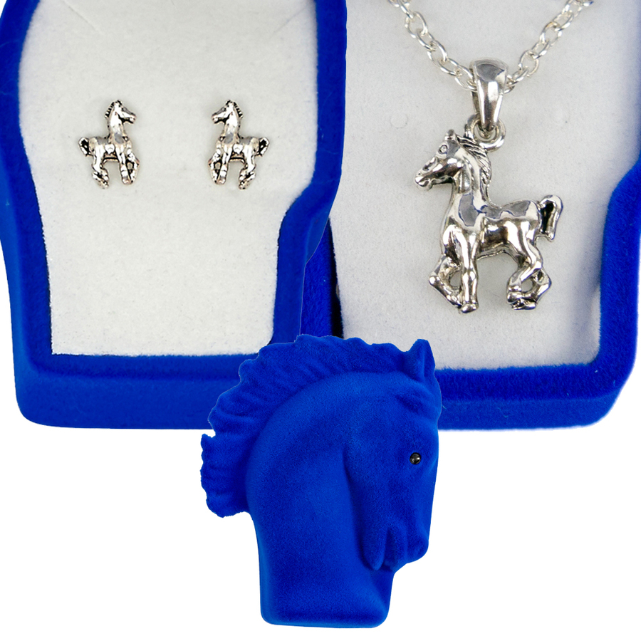 'Pony Prancing' Jewelry Set - Earrings And Necklace - J899