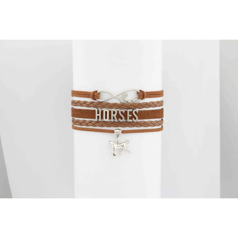 Bracelet - Brown - Leather-I Love Horses - JB180BR