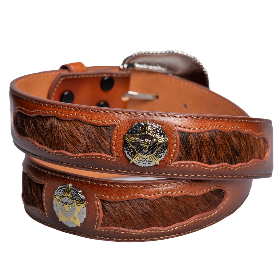 Italian Leather Belt - Star Concho - Cowhide Inserts - [LB301]