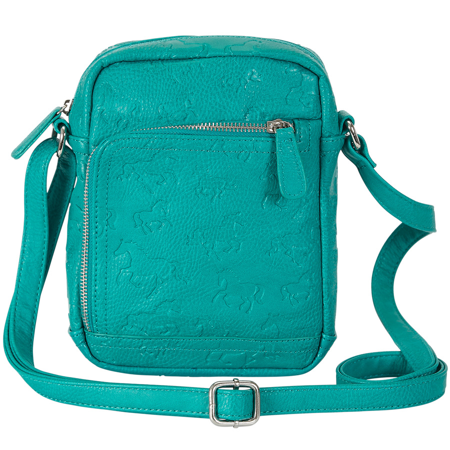 Cross Body Bag - Debossed "Lila" Horses - Turquoise - LP431TQ 