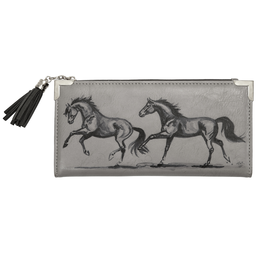 Grey Faux Leather Horse Clutch - LW438GY