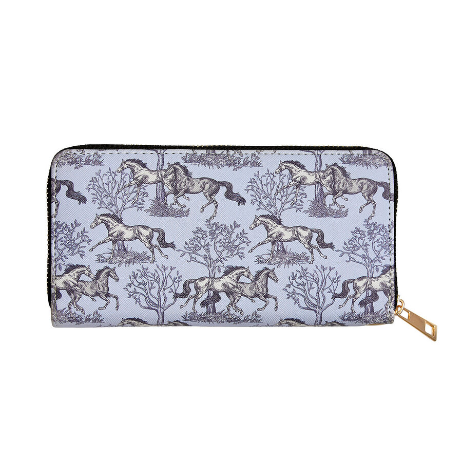 Wallet - Faux Leather - Blue Toile Design - [LW449]