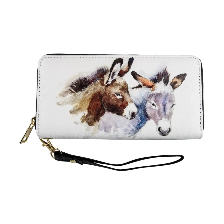 Pair of Donkeys Print Faux Leather Horse Wallet - LW452PD
